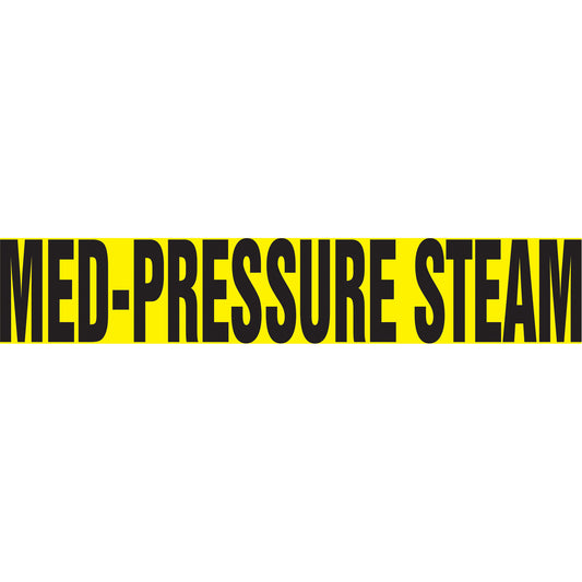 Accuform Signs Snap Tite™ "Med-Presure Steam" Pipe Marker, Snap-On, 14" H x 12" W, Black on Yellow