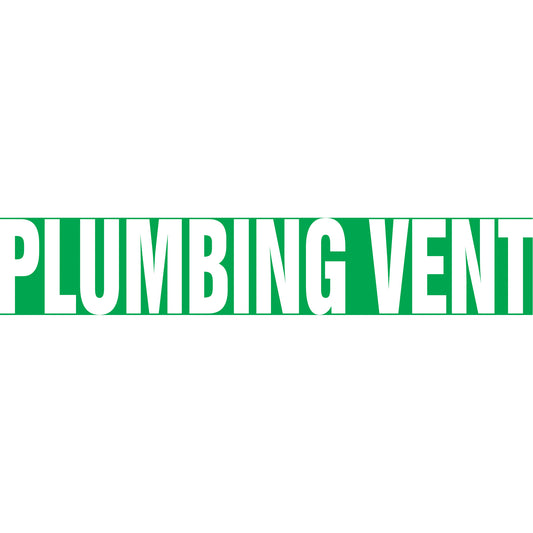 Accuform Signs Snap Tite™ "Plumbing Vent" Pipe Marker, Snap-On, 14" H x 12" W, White on Green
