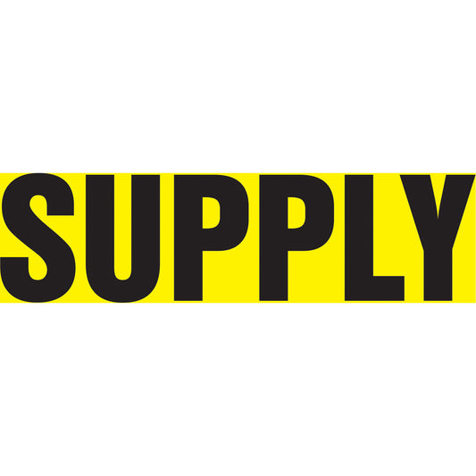 Accuform Signs "Supply" Pipe Marker, Self-Adhesive, 1" H x 8" W, Black on Yellow