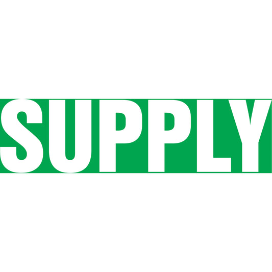 Accuform Signs "Supply" Pipe Marker, Self-Adhesive, 1" H x 8" W, White on Green