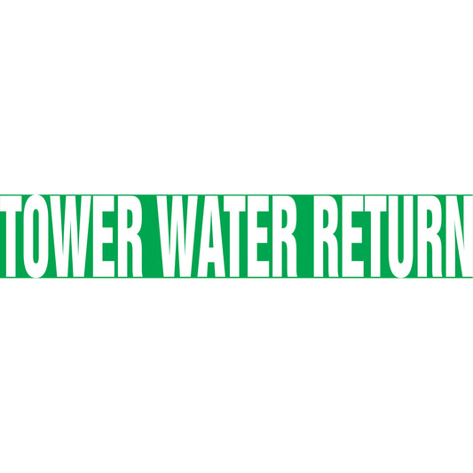 Accuform Signs Snap Tite™ "Tower Water Return" Pipe Marker, Snap-On, 19" H x 12" W, White on Green
