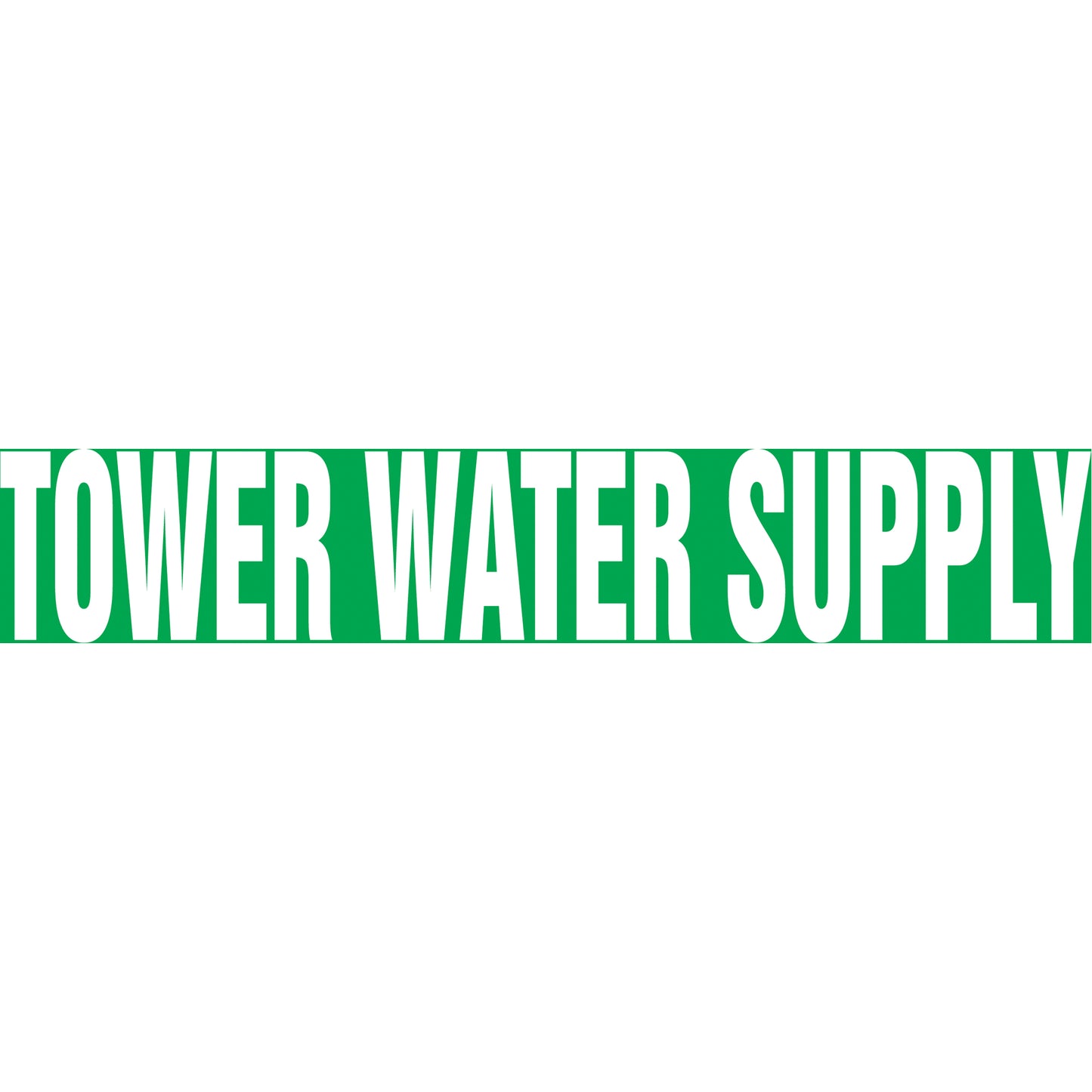 Accuform Signs "Tower Water Supply" Pipe Marker, Self-Adhesive, 1-1/2" H x 8" W, White on Green