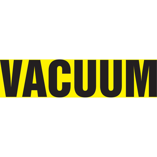 Accuform Signs "Vacuum" Pipe Marker, Self-Adhesive, 1" H x 8" W, Black on Yellow
