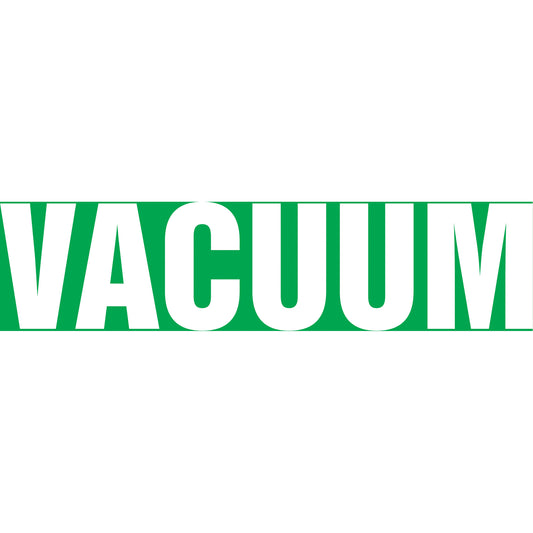 Accuform Signs "Vacuum" Pipe Markers, Self-Adhesive, 4" H x 24" W, White on Green