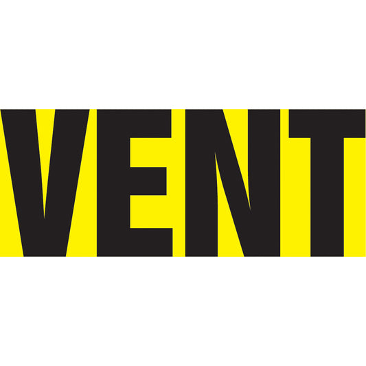 Accuform Signs "Vent" Pipe Marker, Self-Adhesive, 1" H x 8" W, Black on Yellow