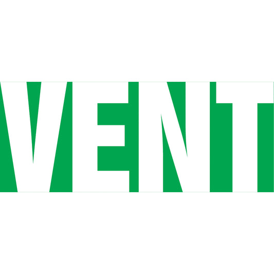 Accuform Signs "Vent" Pipe Marker, Self-Adhesive, 1" H x 8" W, White on Green