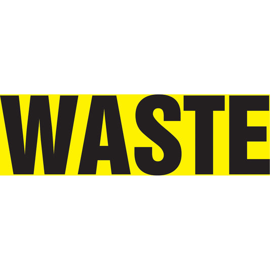 Accuform Signs "Waste" Pipe Marker, Self-Adhesive, 1" H x 8" W, Black on Yellow