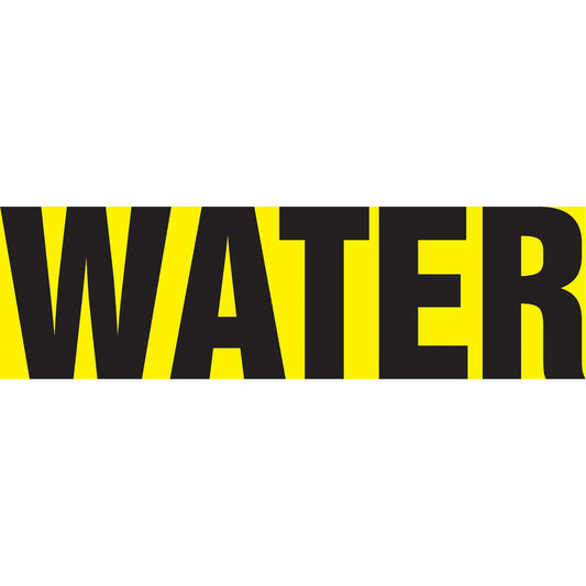 Accuform Signs "Water" Pipe Marker, Self-Adhesive, 1" H x 8" W, Black on Yellow