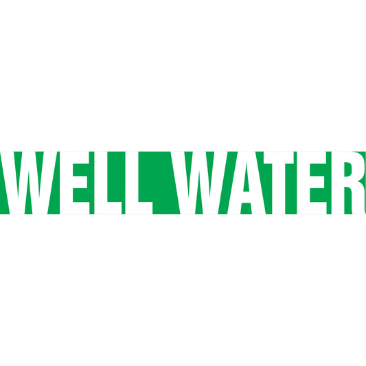 Accuform Signs "Well Water" Pipe Markers, Self-Adhesive, 4" H x 24" W, White on Green