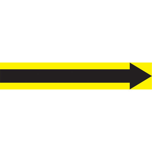 Accuform Signs Arrow Pipe Markers, Self-Adhesive, 4" H x 24" W, Black on Yellow