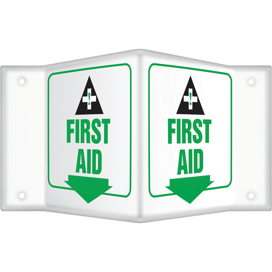 Accuform Signs "First Aid" Projection™ Sign, 6" x 8-1/2", Plastic, English with Pictogram