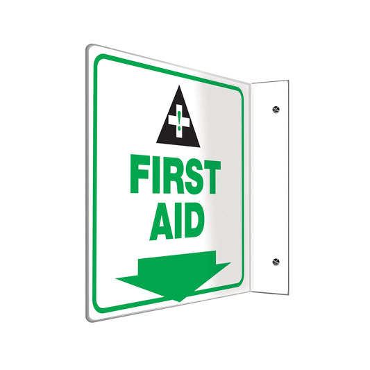 Accuform Signs "First Aid" Projection™ Sign, 8" x 8", Plastic, English with Pictogram