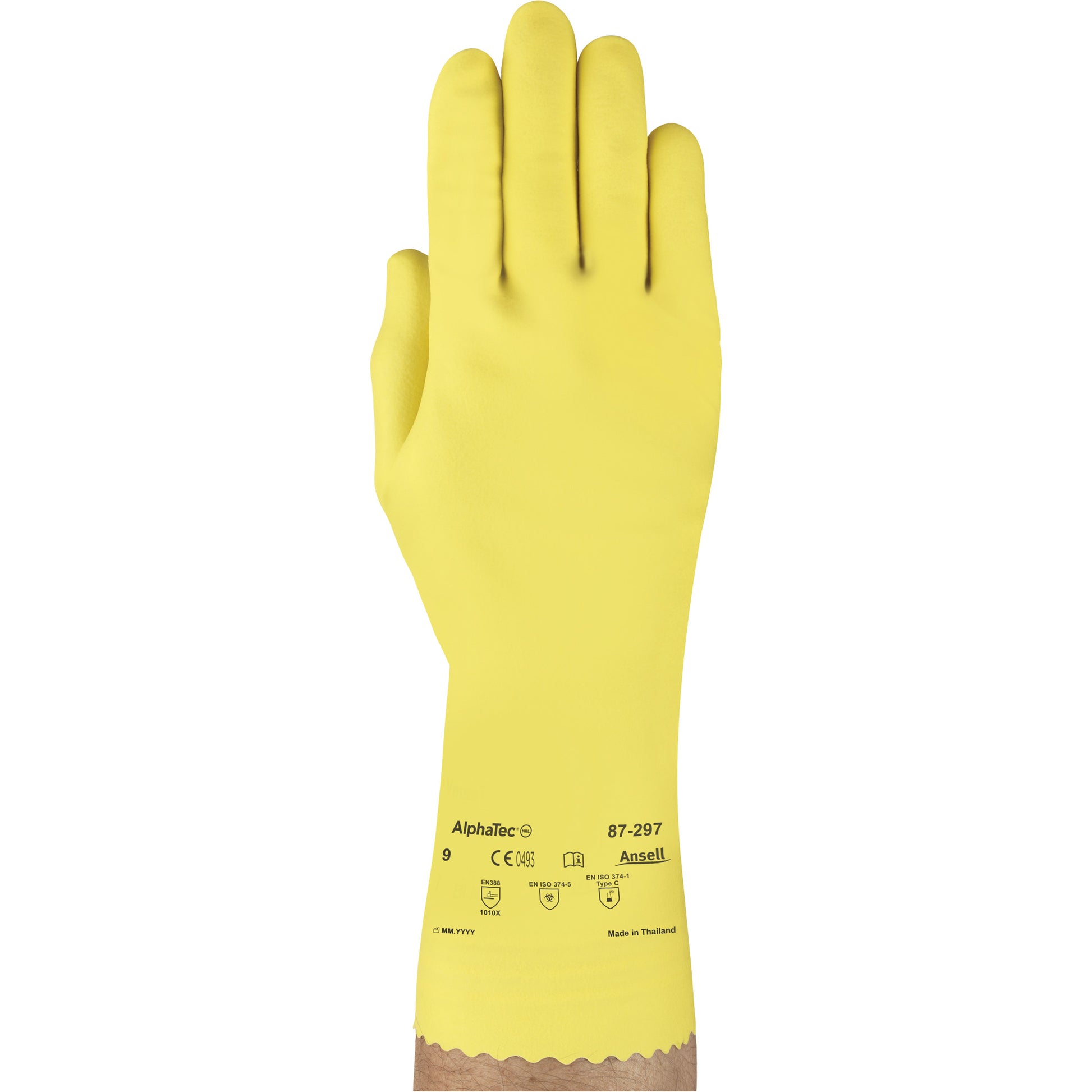 Ansell VersaTouch® 297 Gloves, Size Small/7, 12" L, Rubber Latex, Flock-Lined Inner Lining, 20-mil