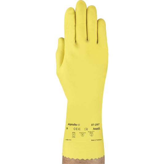 Ansell VersaTouch® 297 Gloves, Size Small/7, 12" L, Rubber Latex, Flock-Lined Inner Lining, 20-mil