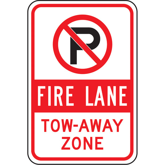 Accuform Signs "Fire Lane Tow-Away Zone" No Parking Sign, 18" x 12", Aluminum, English with Pictogram
