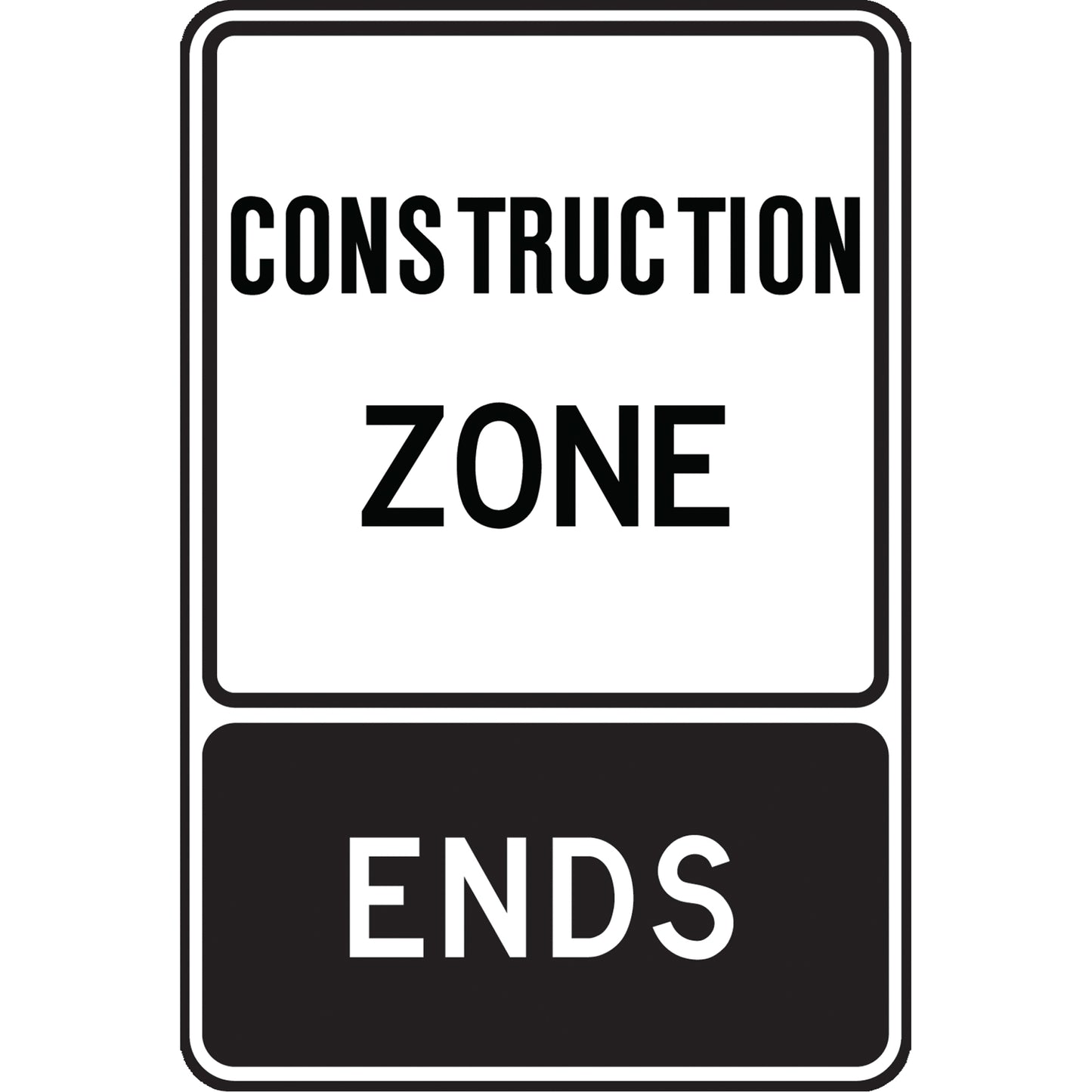 Accuform Signs "Construction Zone Begins" Temporary Sign, 36" x 24", Aluminum, English