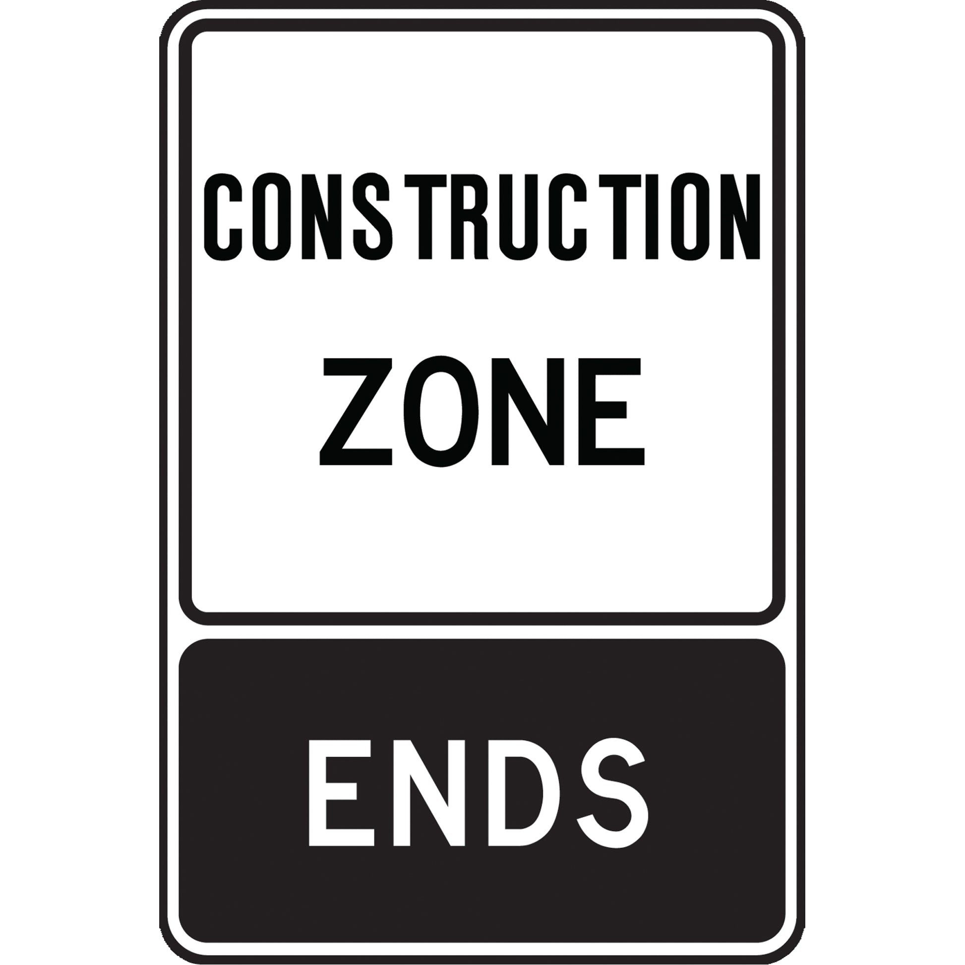 Accuform Signs "Construction Zone Begins" Temporary Sign, 36" x 24", Aluminum, English