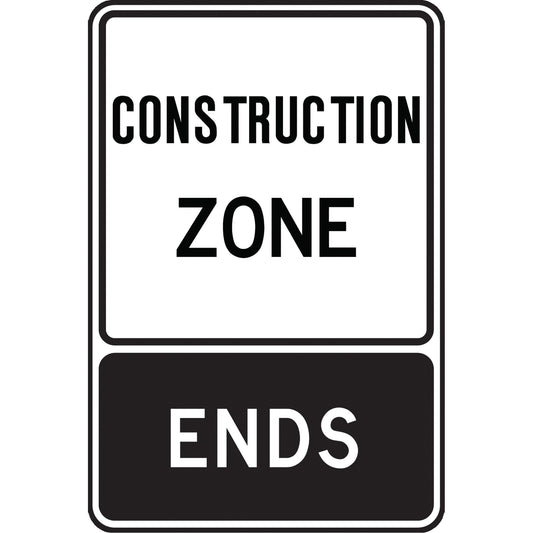 Accuform Signs "Construction Zone Begins" Temporary Sign, 36" x 24", Aluminum, English
