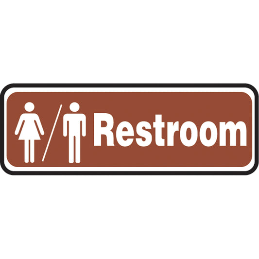Accuform Signs "Rest Room" Sign, 3" x 10", Aluminum, English with Pictogram
