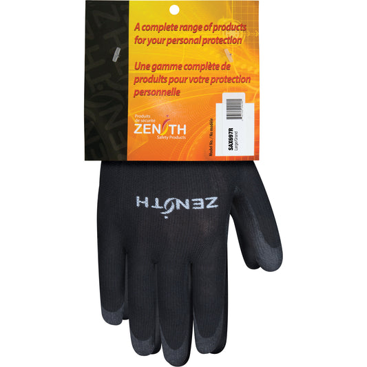 Zenith Safety Products Ultimate Dexterity Coated Gloves, 9/Large, Polyurethane Coating, 13 Gauge, Polyester Shell