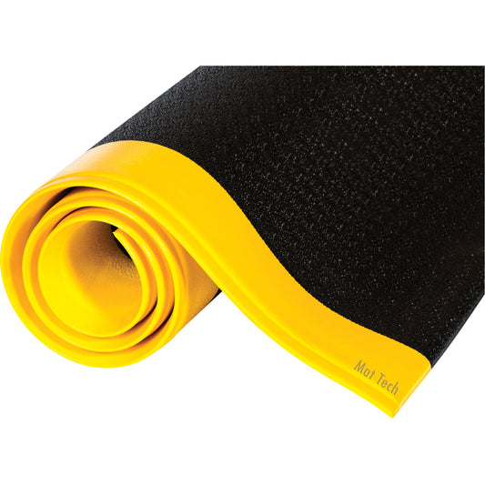 Mat Tech Wear-Bond™ Tuff-Spun® Mats, Pebbled, 4' x 60' x 9/16", Black/Yellow, PVC Sponge