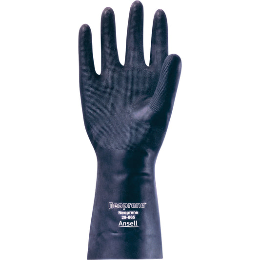 Ansell 29-865 Gloves, Size X-Large/10, 13" L, Neoprene, Flock-Lined Inner Lining, 18-mil