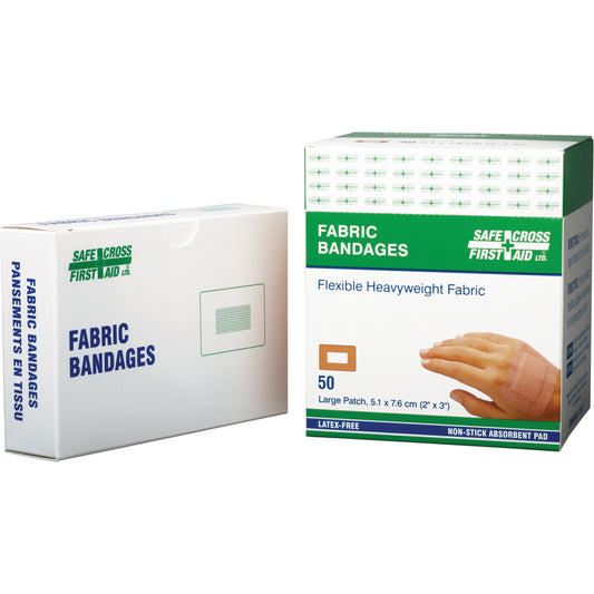 Safecross Bandages, Rectangular/Square, 3", Fabric, Non-Sterile