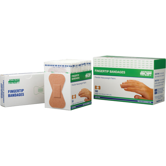 Safecross Bandages, Fingertip, 3", Fabric, Sterile