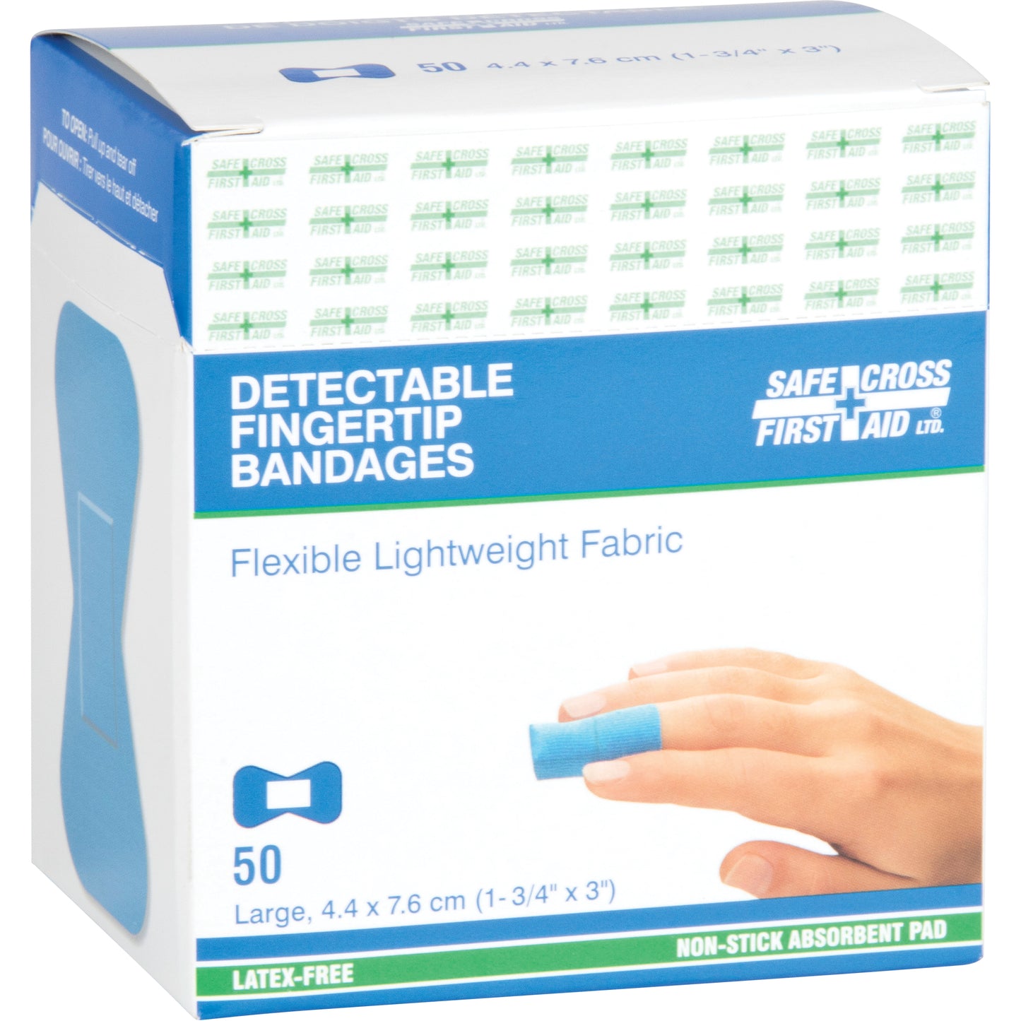 Safecross Bandages, Fingertip, 3", Fabric Metal Detectable, Sterile