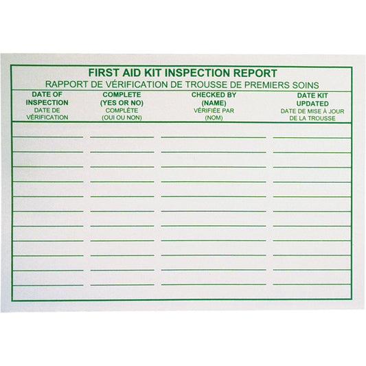  First Aid Kit Inspection Report Cards