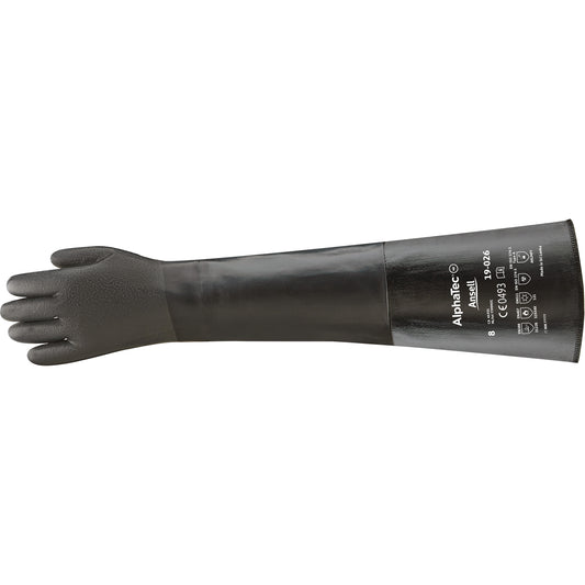 Ansell AlphaTec® 19-026 Chemical Resistant Gloves, Size 8, 26" L, Neoprene, Cotton Inner Lining