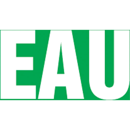 Accuform Signs "Eau" Pipe Marker, Self-Adhesive, 1-1/2" H x 8" W, White on Green