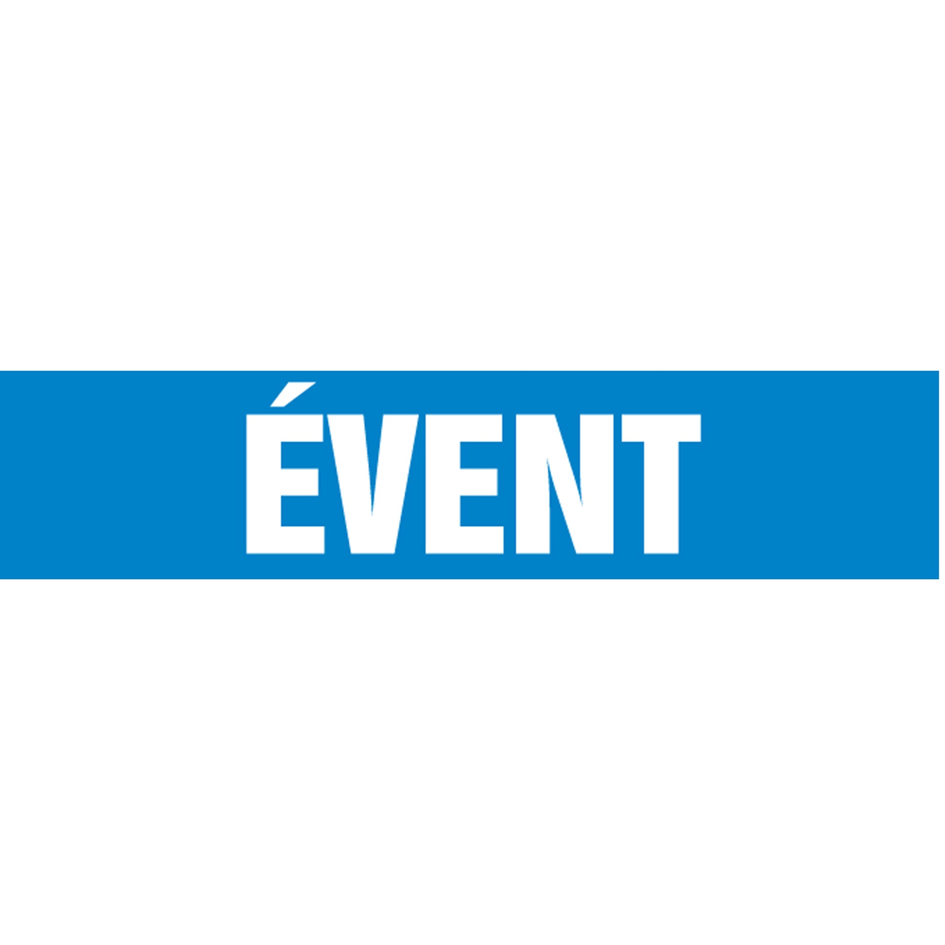 Accuform Signs "Évent" Pipe Marker, Self-Adhesive, 1" H x 8" W, White on Blue