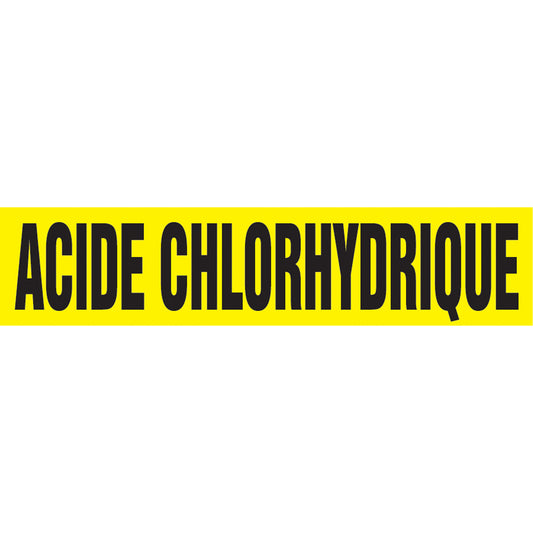 Accuform Signs "Acide Chlorhydrique" Pipe Marker, Self-Adhesive, 1-1/2" H x 8" W, Black on Yellow