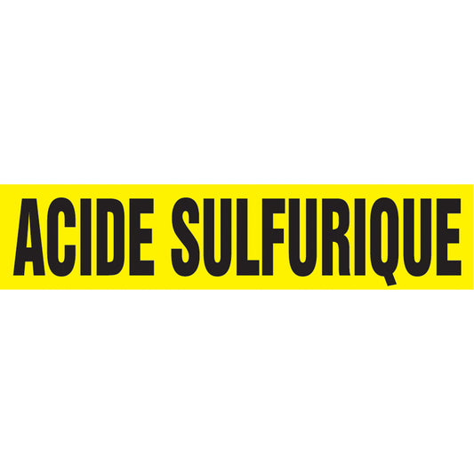 Accuform Signs "Acide Sulfurique" Pipe Marker, Self-Adhesive, 1-1/2" H x 8" W, Black on Yellow