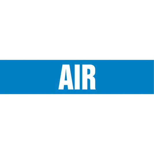 Accuform Signs "Air" Pipe Marker, Self-Adhesive, 1-1/2" H x 8" W, White on Blue