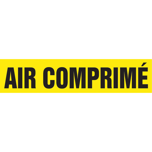 Accuform Signs "Air Comprimé" Pipe Marker, Self-Adhesive, 1" H x 8" W, Black on Yellow
