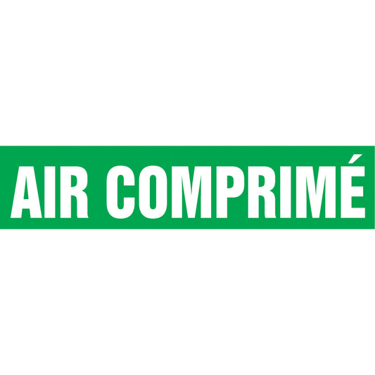 Accuform Signs "Air Comprimé" Pipe Marker, Self-Adhesive, 1-1/2" H x 8" W, White on Green