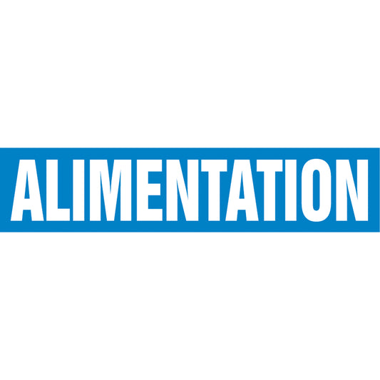 Accuform Signs Snap Tite™ "Alimentation" Pipe Marker, Snap-On, 14" H x 12" W, White on Blue
