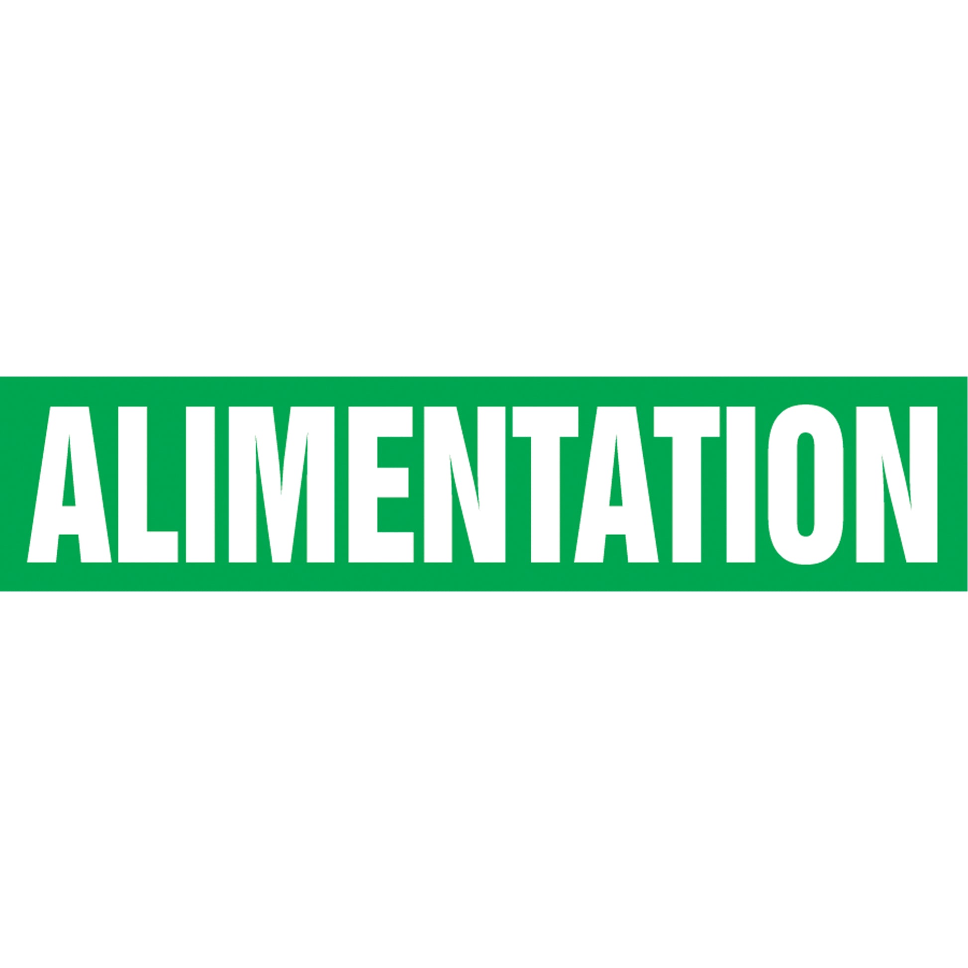 Accuform Signs "Alimentation" Pipe Marker, Self-Adhesive, 1-1/2" H x 8" W, White on Green