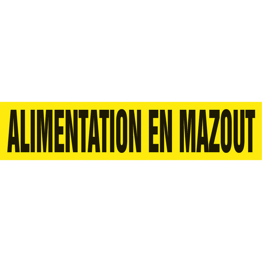 Accuform Signs "Alimentation en Mazout" Pipe Marker, Self-Adhesive, 4" H x 24" W, Black on Yellow