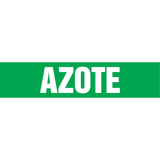 Accuform Signs Snap Tite™ "Azote" Pipe Marker, Snap-On, 9" H x 8" W, White on Green