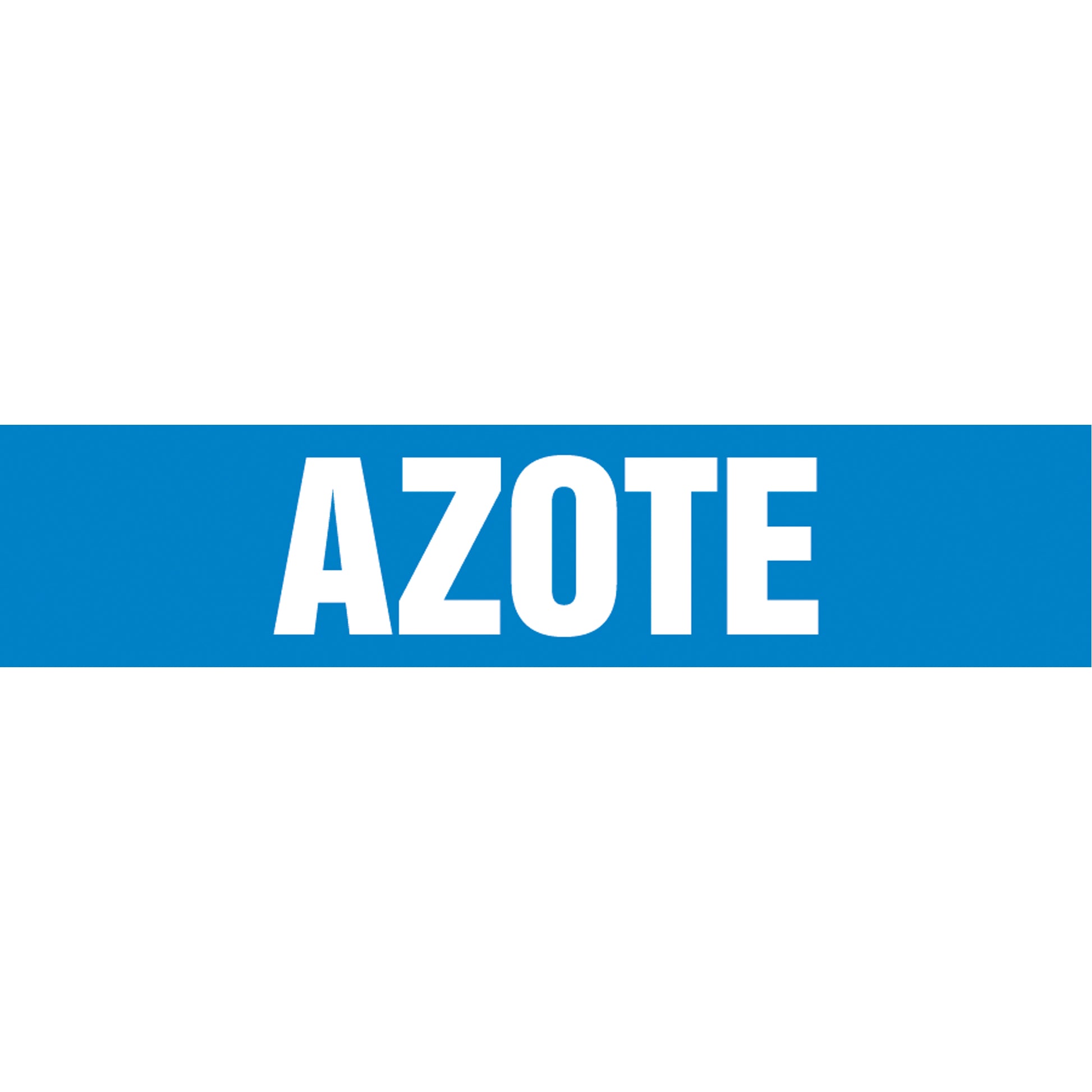 Accuform Signs "Azote" Pipe Marker, Self-Adhesive, 4" H x 24" W, White on Blue