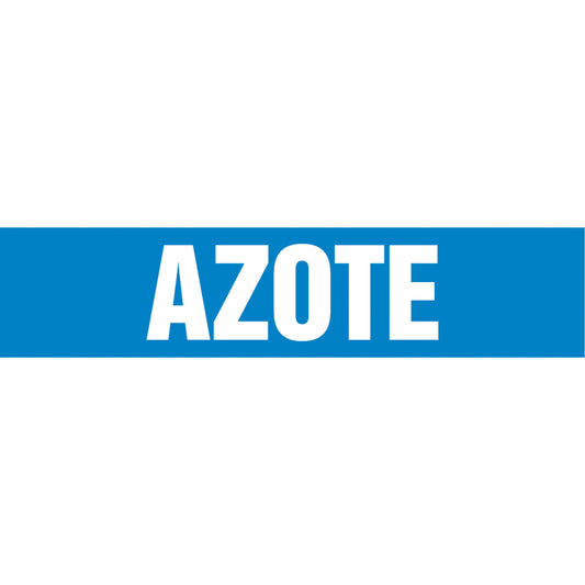 Accuform Signs "Azote" Pipe Marker, Self-Adhesive, 4" H x 24" W, White on Blue