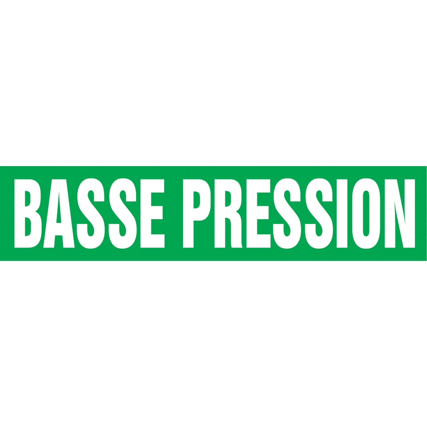 Accuform Signs "Basse Pression" Pipe Marker, Self-Adhesive, 4" H x 24" W, White on Green