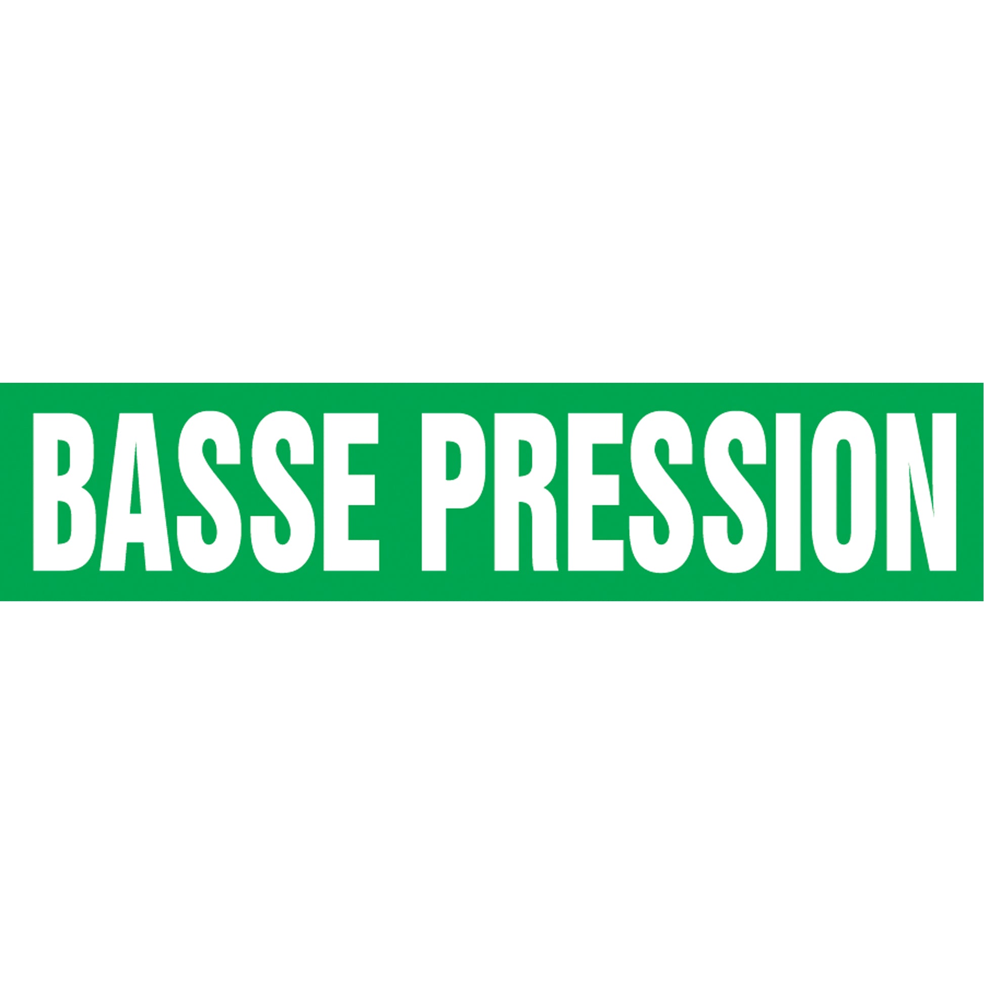 Accuform Signs Snap Tite™ "Basse Pression" Pipe Marker, Snap-On, 14" H x 12" W, White on Green