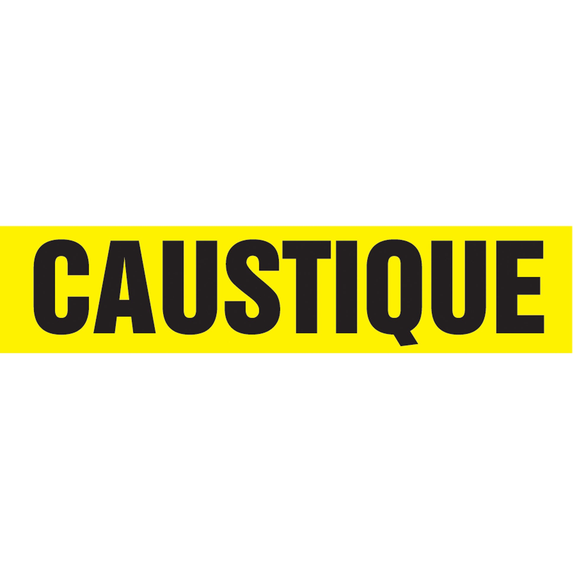 Accuform Signs "Caustique" Pipe Marker, Self-Adhesive, 4" H x 24" W, Black on Yellow