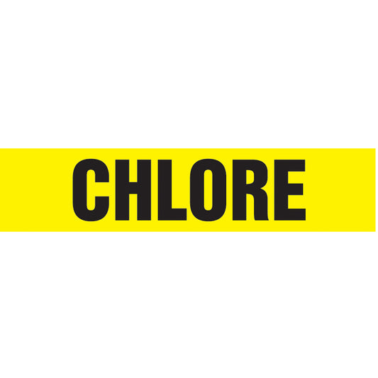 Accuform Signs "Chlore" Pipe Marker, Self-Adhesive, 4" H x 24" W, Black on Yellow