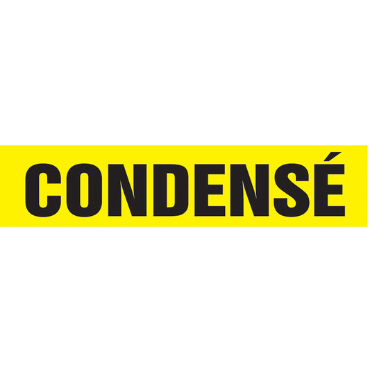 Accuform Signs "Condensé" Pipe Marker, Self-Adhesive, 1" H x 8" W, Black on Yellow