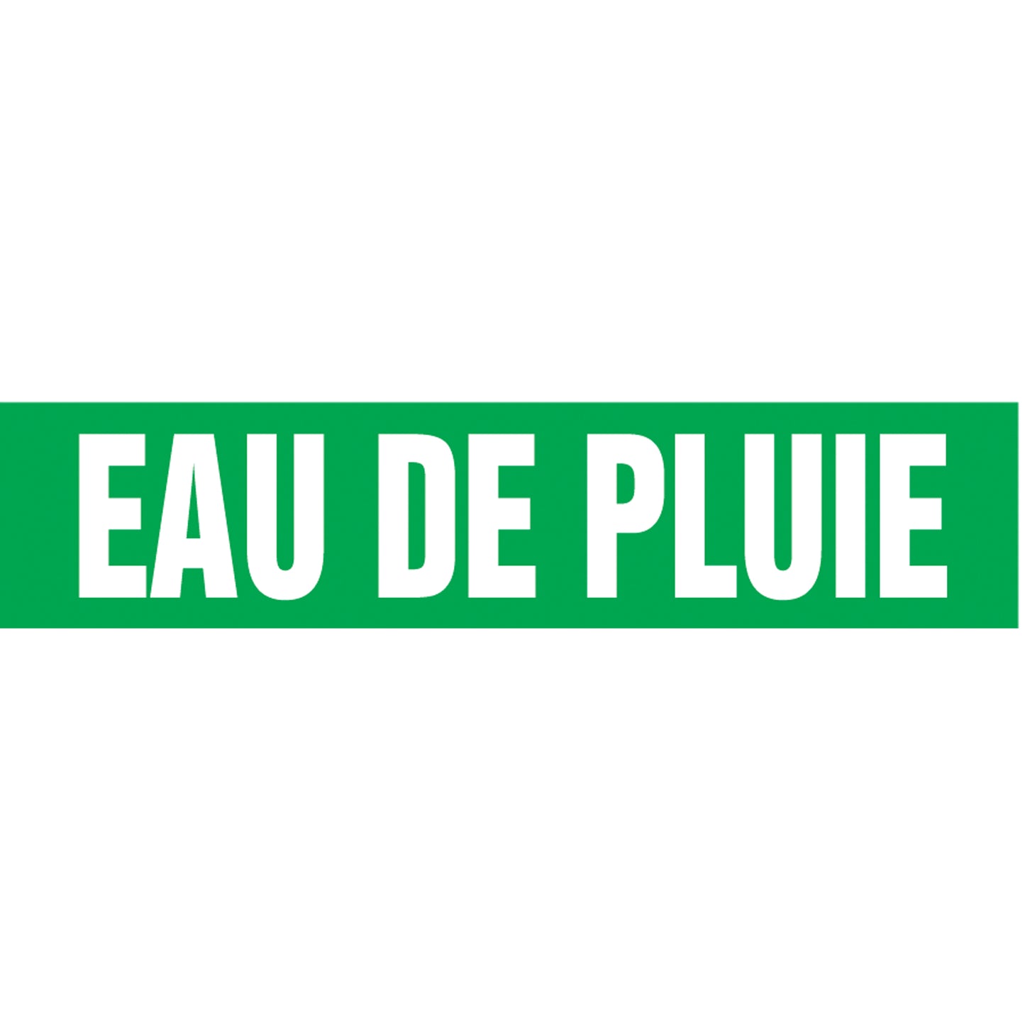 Accuform Signs "Eau de Pluie" Pipe Marker, Self-Adhesive, 1-1/2" H x 8" W, White on Green